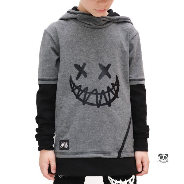 Bügelbild - " Crazy Smilie - ca. 17-18cm " - schwarz